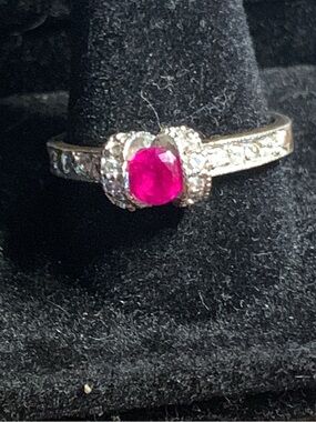 Sterling Silver Ruby Halo Ring